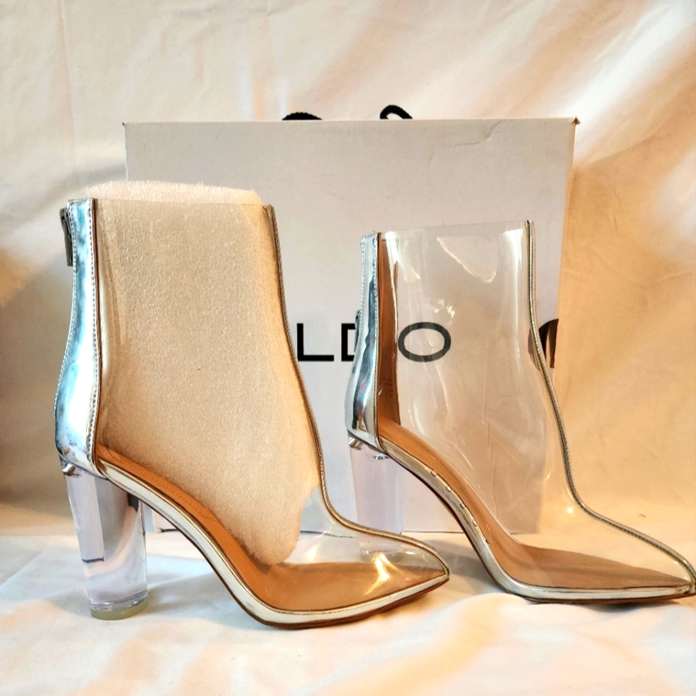 Aldo clear boots size 6